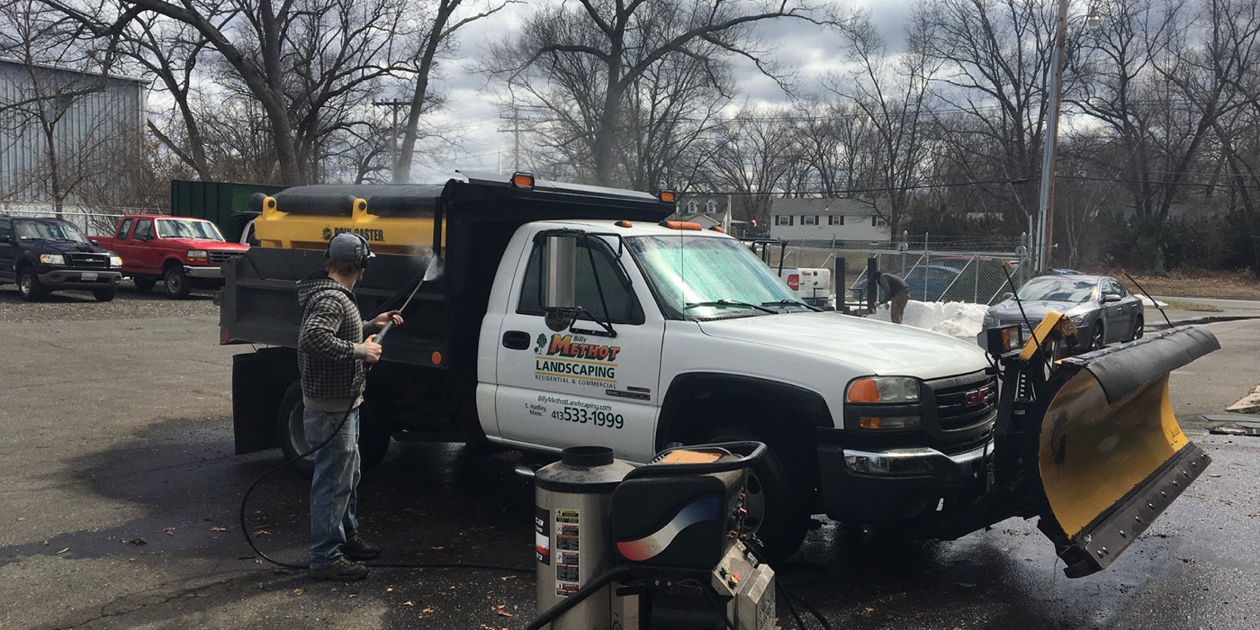 Billy Methot Landscaping truck at the South Hadley shop